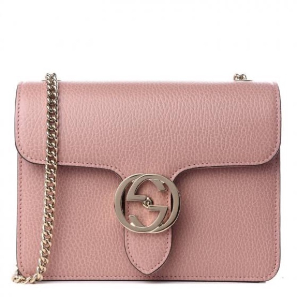 Gucci Dollar Calfskin Small Interlocking G Shoulder Bag Pink - Picture 1 of 14